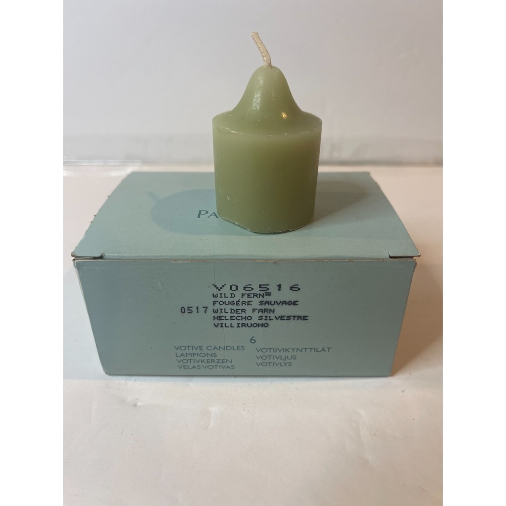 PartyLite Wild Fern Votive Candles Set of 6 Sage Green V06516 New in Box
